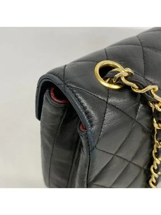 Chanel Shoulder Bag Quilted Lambskin Black Gold - Picture 7 of 10